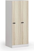 Šatníková skrinka S1 znížená, 2 oddiely, 1500 x 600 x 500 mm, demont, mechanický kódový zámok, laminované dvere, dub prírodný