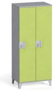 Šatníková skriňa S4, 2 oddiely, 1400 x 600 x 400 mm, demont, otočný zámok, sivá/zelená