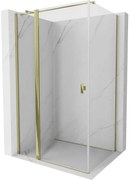 Mexen Mist T, sprchový kút s krídlovými dverami, 70 x 75 cm, 8mm číre sklo, zlatý lesklý profil, 8A4T-075-070-50-00