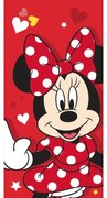 Červená bavlnená detská osuška 70x140 cm Minnie "Red heart" – Jerry Fabrics