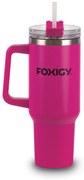 Foxigy Termohrnček do auta so slamkou 1200 ml Fuchsia