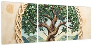 Obraz – Prepletený strom života (s hodinami) (90x30 cm)