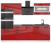 Kuchynská linka Belini Premium Full Version 240 cm červený lesk s pracovnou doskou  TRACY