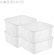 Súprava 4 kusov úložných boxov s vekom, Rotho LONA, 42x35x17 (19l)