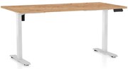 Výškovo nastaviteľný stôl OfficeTech B, 160 x 80 cm, biela podnož, dub kraft