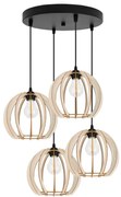 Závesné svietidlo Timber 9, 4x drevené tienidlo, o