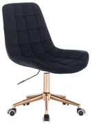 LuxuryForm DESIGN Stolička PARIS VELUR na zlatej podstave s kolieskami - čierna