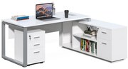Kancelársky stôl s kontajnerom a komodou Houseland Prime Home 03 180 cm biely
