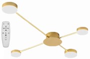 Toolight - LED stropné svietidlo 4-ramenné + diaľkové ovládanie APP520-4C, zlatá, OSW-08461