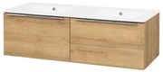 Mereo Mailo, kúpeľňová skrinka s keramickým umývadlom 121 cm, dub Riviera, chróm madlo, MER-CN528