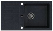 Sink Quality Natalie, kuchynský granitový drez 770x450x170 mm + čierny sifón, čierna škvrnitá-BROCADE, SKQ-NAT.B.1KDO.XB