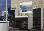 Kúpeľňový nábytok Belini čierny lesk / eben kráľovský + umývadlo + zrkadlo  ROD PM 4/0/W/BHK/0/ZW