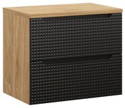 Závěsná skříňka pod umyvadlo Luxor Black s deskou 70 cm dub olejovaný/černá