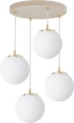 Závesné svietidlo Florence, 4x biele sklenené tienidlo, g/be, o