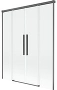 Mexen Rox, 2-krídlová posuvná vaňová zástena 160 x 150 cm, 8mm číre sklo, brúsený grafit profil, 8C9-160-002-66-00