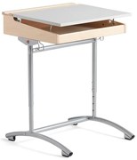 Výškovo nastaviteľný študentský stôl ACCESS, laminát - šedá, breza