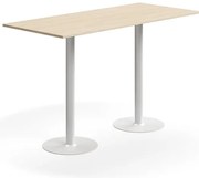 Barový stôl ALVA, 1800x800x1100 mm, HPL, biela/breza