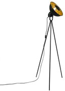 Priemyselná stojaca lampa trojnožka čierna so zlatom - Magna Basic 25