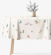Goldea vianočný oválny obrus 100% bavlnené plátno - zimné radovánky 120 x 160 cm