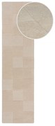Béžový ručne tkaný vlnený behúň 60x230 cm Checkerboard – Flair Rugs