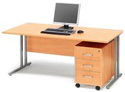Kancelárska zostava Flexus: stôl 1600x800 mm + kancelársky kontajner, buk