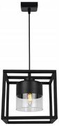 Závesné svietidlo Roma Cage, 1x čierne/transparentné sklenené tienidlo v kovovom ráme