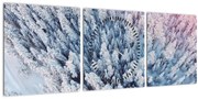 Obraz zasnežených stromov (s hodinami) (90x30 cm)