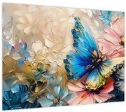 Obraz - Maľba kvetov a motýľov (70x50 cm)