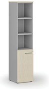 Kombinovaná kancelárska skriňa PRIMO GRAY, dvere na 2 poschodia, 400 x 420 x 1781 mm, sivá/breza