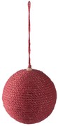 Vianočná ozdoba jutová červená guľa - Ø 9 * 10cm - sada 4ks