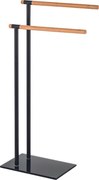 BISK Erga Plain, voľne stojaci 2-ramenný držiak na uteráky 410x200x775 mm, čierna-hnedá, ERG-07617