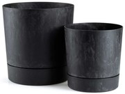 PLASTOVÝ KVETINÁČ AZALEA SADA 2KS 22,5X23,5 CM+17,5X18,5 CM IMITÁCIA BETÓNU ČIERNA