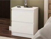 Skrinka/nočný stolík Carlos 40 cm, bílá, 2 zásuvky%