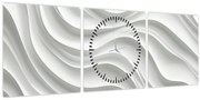 Obraz - 3D biele vlny (s hodinami) (90x30 cm)