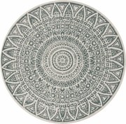 Kusový koberec Mojkoberec Original Nora 104163 Green Creme kruh – na von aj na doma, 140x140 (priemer) kruh, zelená, chodba / predsieň, Mujkoberec Original