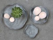 Zinkový antik plechový podnos s ohnutým okrajom Wavy S - Ø 15,5*2,5 cm