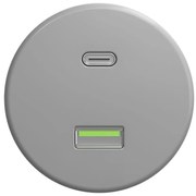 Kliklap - Retro USB zásuvka A+C bez rámika šedá