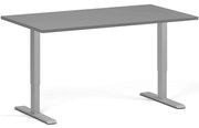 Výškovo nastaviteľný stôl, 140x80 cm, 1 motor, sivá podnož, grafit