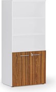 Kombinovaná kancelárska skriňa PRIMO WHITE, nízke dvere, 800 x 500 x 1781 mm, biela/orech
