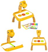 Projektor na kreslenie s dinosaurami, 12 fixiek, 24 vzorov, žltý