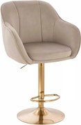 LuxuryForm DESIGN Barová stolička AVOLA VELUR na zlatom tanieri - latte
