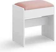 VASAGLE RDS001W01 – Zamatová make-up stolička s protišmykovými podložkami, ružovo-biela
