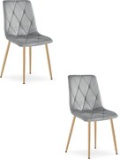 Set dvoch jedálenských stoličiek LIBRA zamatové, svetlosivé / hnedé nohy (2 ks)