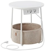 Odkladací stolík NOIRA so vstavanými zásuvkami a USB portami, béžová/biela