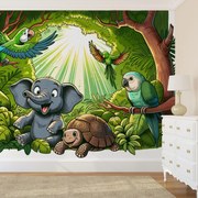 Fototapeta - Šťastné zvieratká v džungli (147x102 cm)