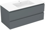 Mexen Orio, kúpeľňová skrinka 100 cm s umývadlom Otis, 2 zásuvky, grafitová matná/biela matná, 91A10-10047-2-BFF66-W18M01