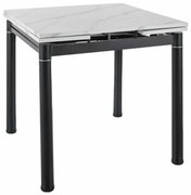 Jedálenský stôl Byrne - štvorec, mramor / čierna