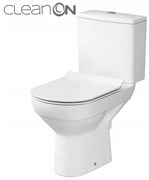 Cersanit City New CleanOn, kombi wc so splachovaním 3/5l, horizontálny odtok + antibakteriálne toaletné sedátko z duroplastu, biela, K35-037