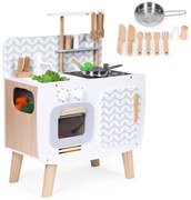 Drevená kuchynka pre deti retro horáky rúra drez kuchynské doplnky