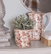 Béžový keramický džbán s kvetmi Flovia M - 16*12*18 cm